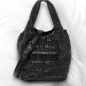 Love Moschino Sparkly Black Rhinestone Mini Crossbody Party Bag